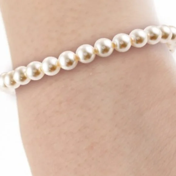 STAINLESS STEEL SIMULATED PEARL BOLO BRACELET - Picture 4 of 4